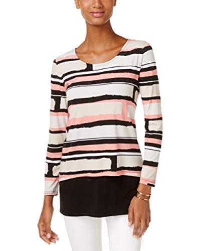Alfani Petite Layered-Look Printed Top