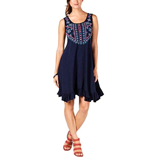 Style & Co Petite Embroidered Ruffle Hem Dress