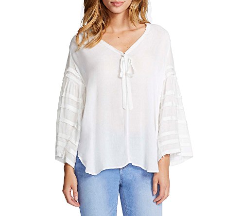William Rast Haley Tie Front Printed Peasant Blouse