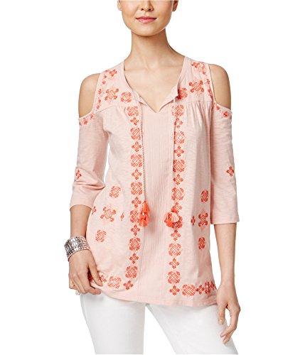 Style & Co Embroidered Cold Shoulder Top