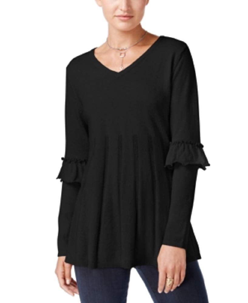 Petite Pleated Ruffle-Sleeve Sweater