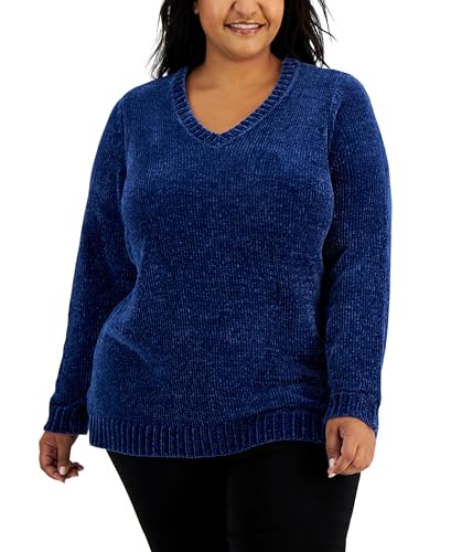 Karen Scott Plus Size Chenille V Neck Sweater