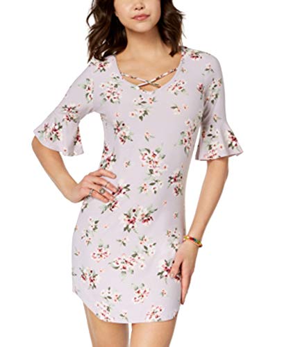 Juniors' Printed Ruffle-Sleeved Dress