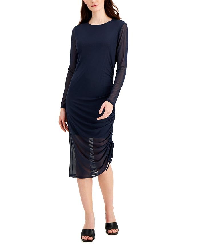 INC International Concepts Solid Ruched Dress