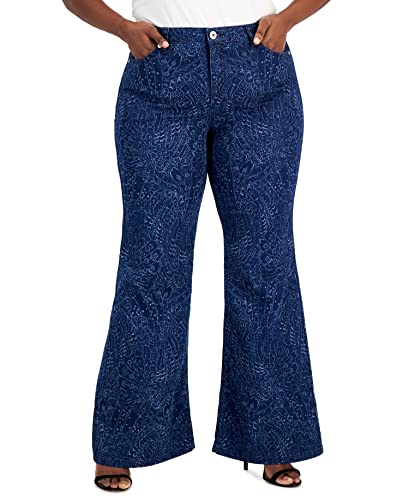 INC International Concepts Plus Size Laser Print Flare Leg Jeans