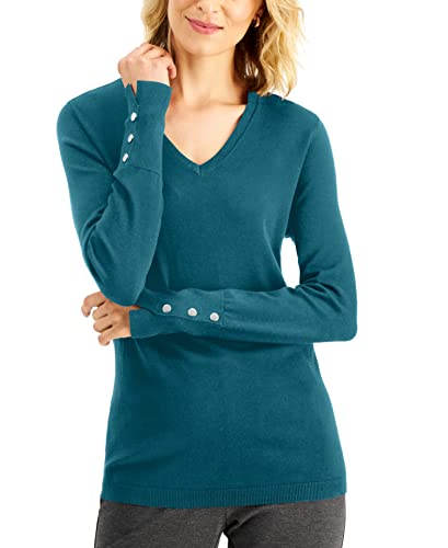 Women's Button-Cuff V-Neck Sweater