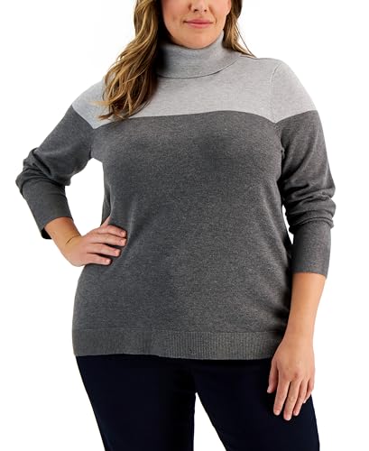 Plus Size Colorblock Turtleneck Sweater