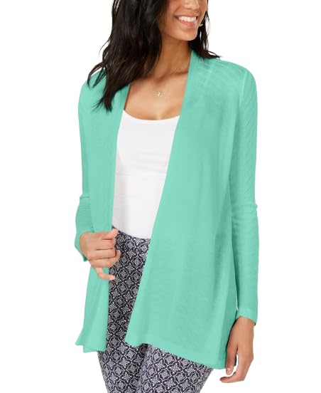 Charter Club Geo Stitch Open Front Cardigan