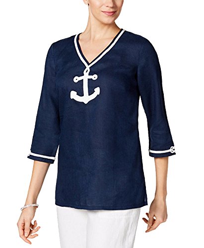 Charter Club Linen Embroidered Tunic