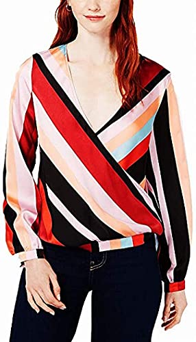 Bar III Striped Surplice Blouse