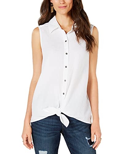 Petite Tie-Front Button-Up Top