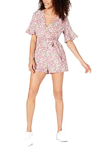 Floral-Print Belted Surplice Romper