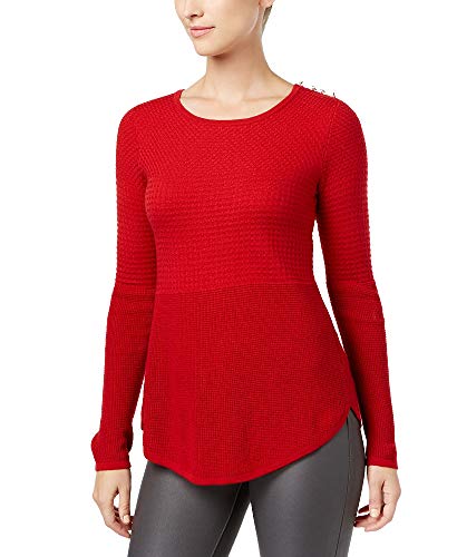 Charter Club Mixed Stitch Button Shoulder Sweater