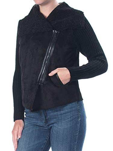 Style & Co Petite Faux Shearling Knit Sleeve Jacket