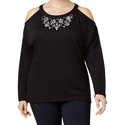 Plus Size Embellished Cold Shoulder Sweatshirt