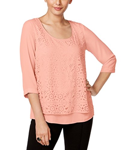NY Collection Eyelet Overlay Top