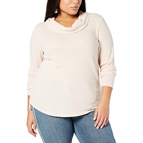 Plus Size Waffle-Knit Cowl-Neck Top