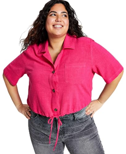 Now This Trendy Plus Size Tie Front Woven Shirt