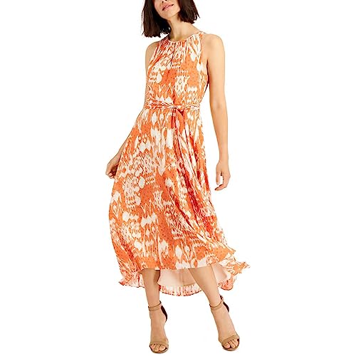 Anne Klein Chiffon Keyhole Halter-Neck Hi-Low Midi Dress