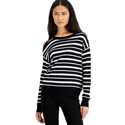 INC International Concepts Striped Cold Shoulder Sweater