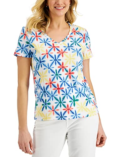 Karen Scott Womens Tie Dyed Printed Top