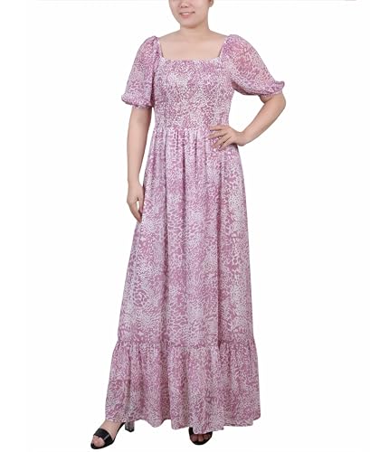 Petite Short Sleeve Smocked Maxi Dress