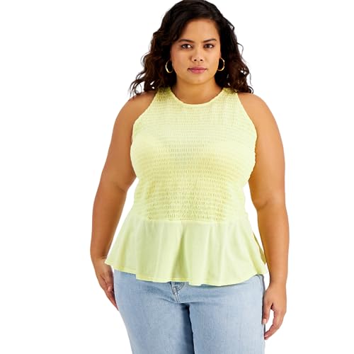 INC International Concepts Plus Size Smocked Peplum Top
