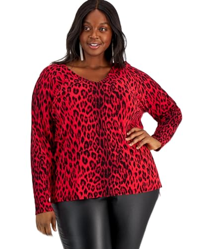 International Concepts Leopard Print V Neck Sweater