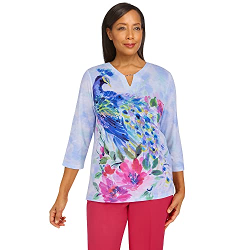 Womens Happy Hour Watercolor Peacock Knit Top