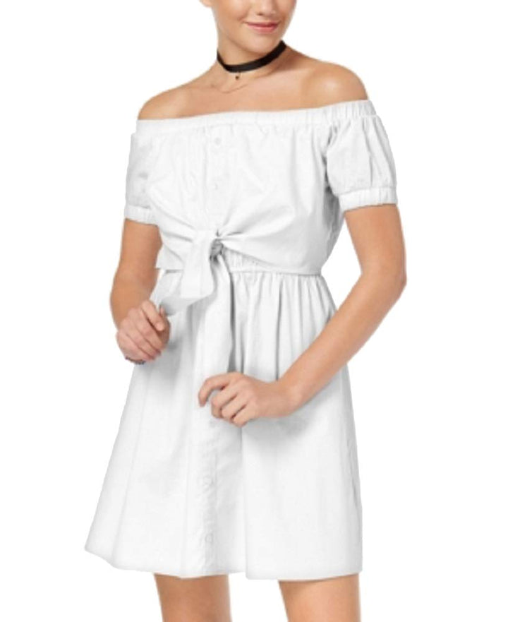 Ultra Flirt Juniors Cotton Off The Shoulder Fit Flare Dress