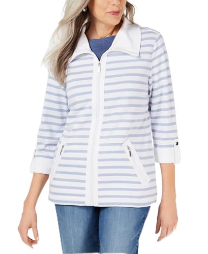 Karen Scott Zip Front Casual Knit Jacket