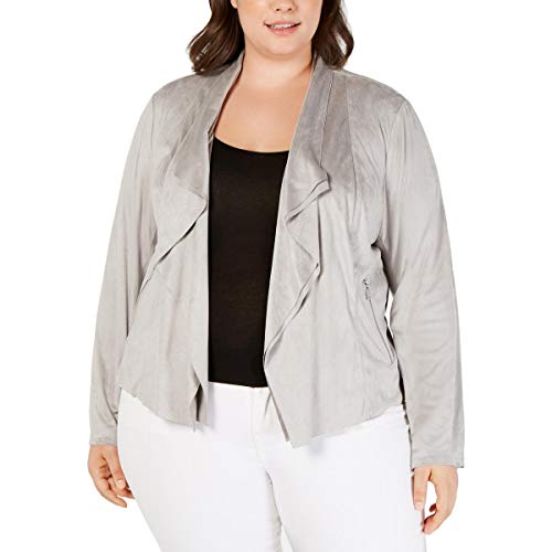 I.N.C. Plus Size Faux-Suede Double-Layer Drape-Front Jacket