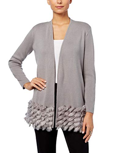 Alfani Petite Faux Fur Trim Cardigan