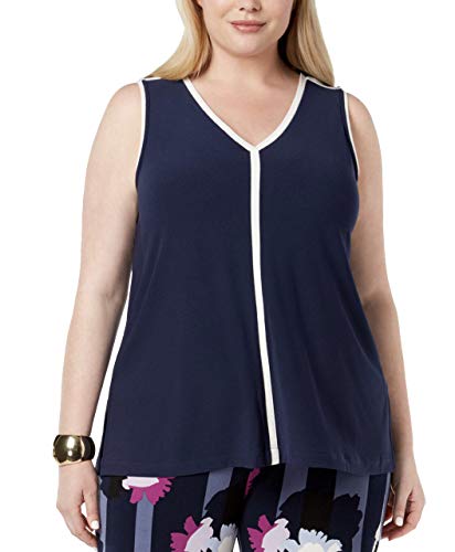 Alfani Plus Size Colorblock V Neck Top