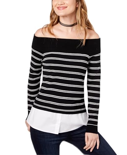 Petite Layered Look Off The Shoulder Sweater