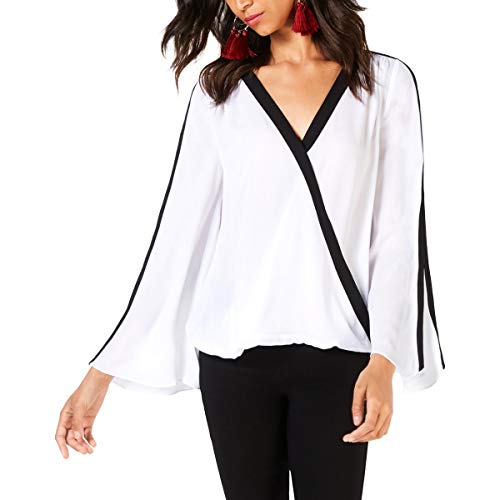 Plus Size Contrast Trim Surplice Top