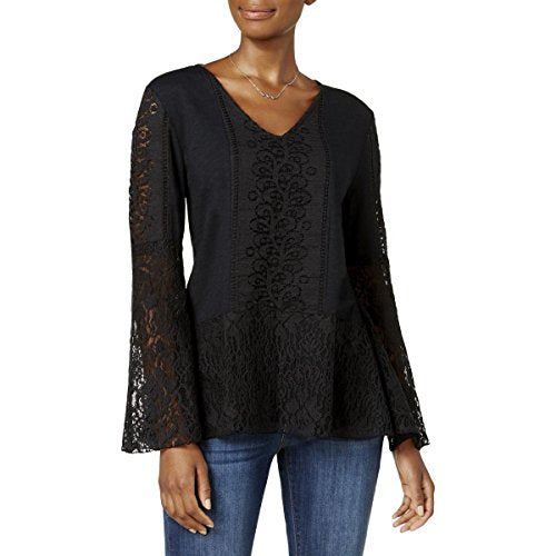 Style & Co Lace Bell Sleeve Top