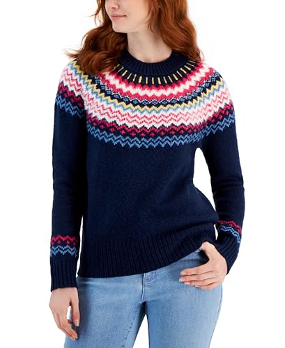 Style & Co Petite Lurex Fair Isle Sweater
