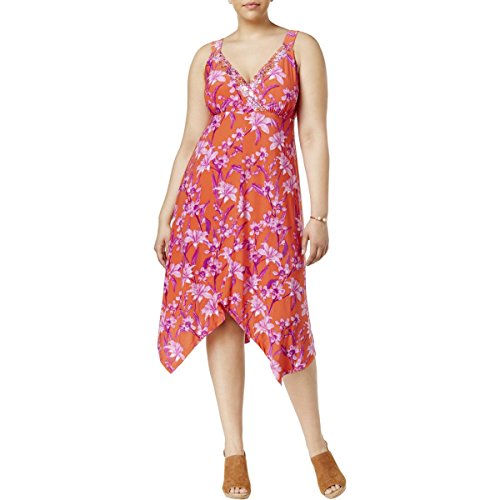 INC International Concepts Plus Size Printed Handkerchief Hem Dress
