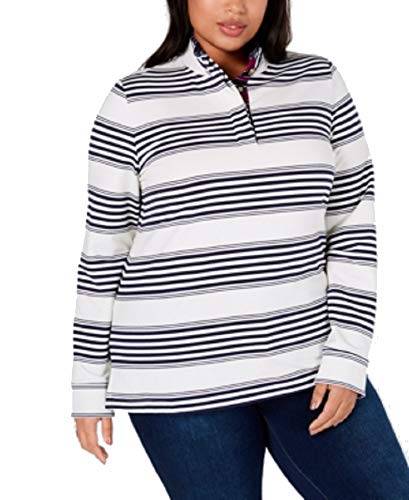 Plus Size Striped French Terry Henley