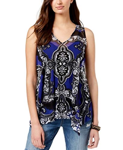 Petite Printed Handkerchief Hem Top
