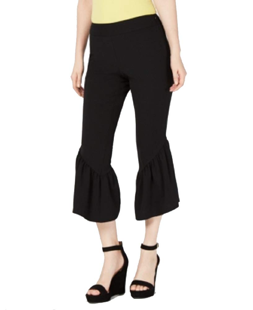 I.N.C. Cropped Ruffle-Hem Cr&ecirc;pe Pants