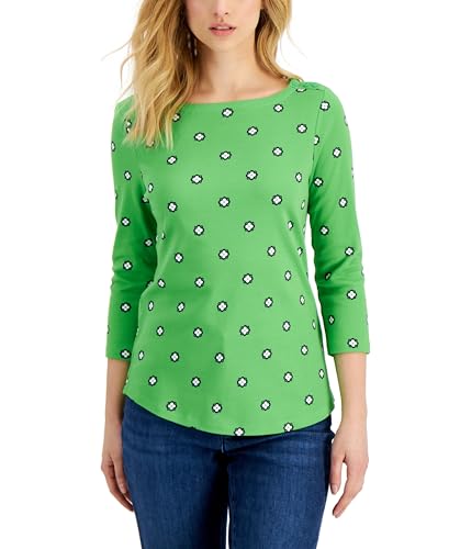 Charter Club Womens 3/4 Sleeve Iconic Dot Print Top