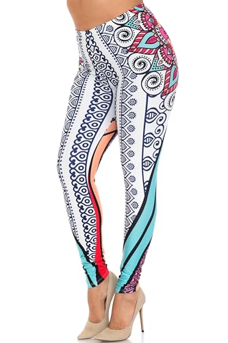 Creamy Soft Ivory Python Extra Plus Size Leggings - 3X-5X - USA Fashion (XPlus One Size,Ivory)