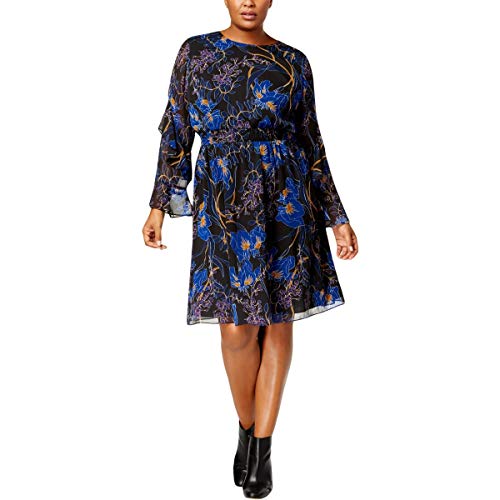 Plus Size Printed Ruffle Sleeve Dress