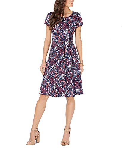 Petite Paisley Printed Tie-Front Dress