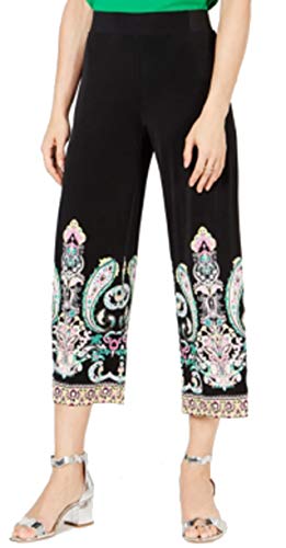 INC Petite Printed Cropped Wide-Leg Pants