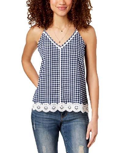 Juniors' Gingham Crochet Tank Top
