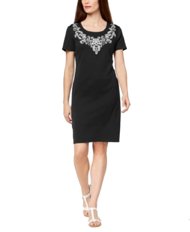Karen Scott Printed Scoop Neck T-Shirt Dress