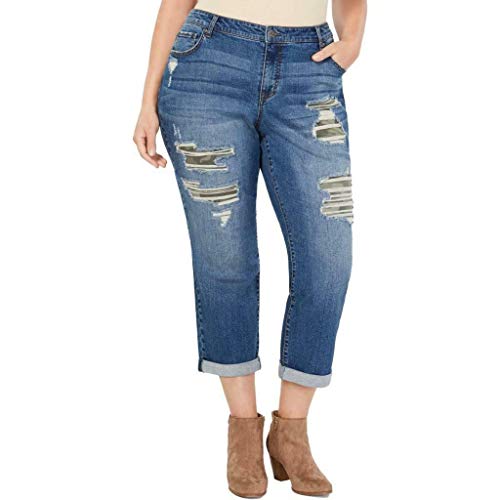 Plus Size Camo Destructed Boyfriend-Fit Jeans